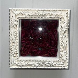Two Purple and Violet Rosette Framed Boxes - Each One is 6" Square